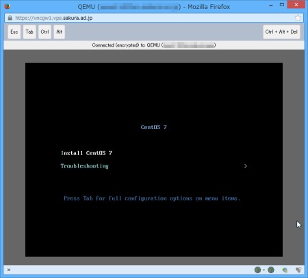 さくらのVPSカスタムOSインストール開始(HTML5モード) さくらのVPSカスタムOSインストール開始(HTML5モード)